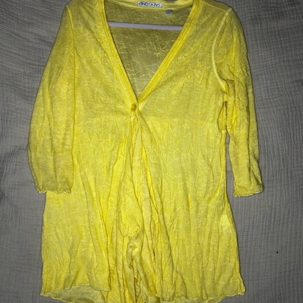 SNO SKINS Yellow Sheer Knit Top